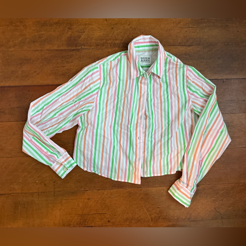 Scotch & Soda Multi Striped Boxy Fit Shirt - Size 34 (XS)